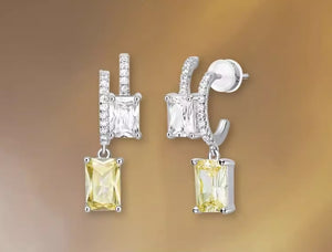 Solid Silver Fake two-piece French light luxury gilded sugar cube earrings