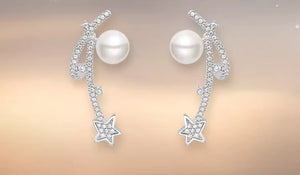 Solid Silver Bubble shooting star earrings