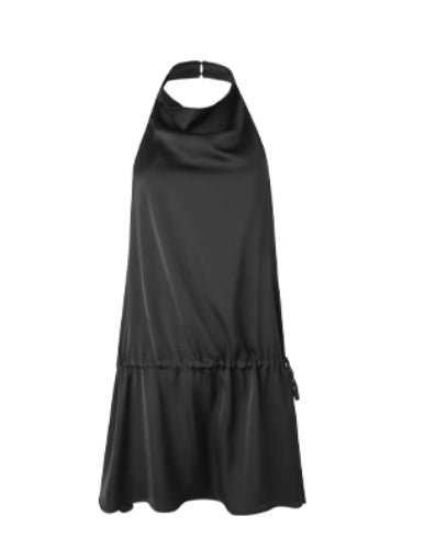 Draped Sleeveless Backless Drawstring Top