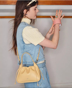 Soft leather cloud pleated crossbody bag