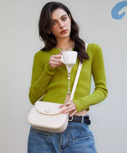 Small genuine leather saddle crossbody bag