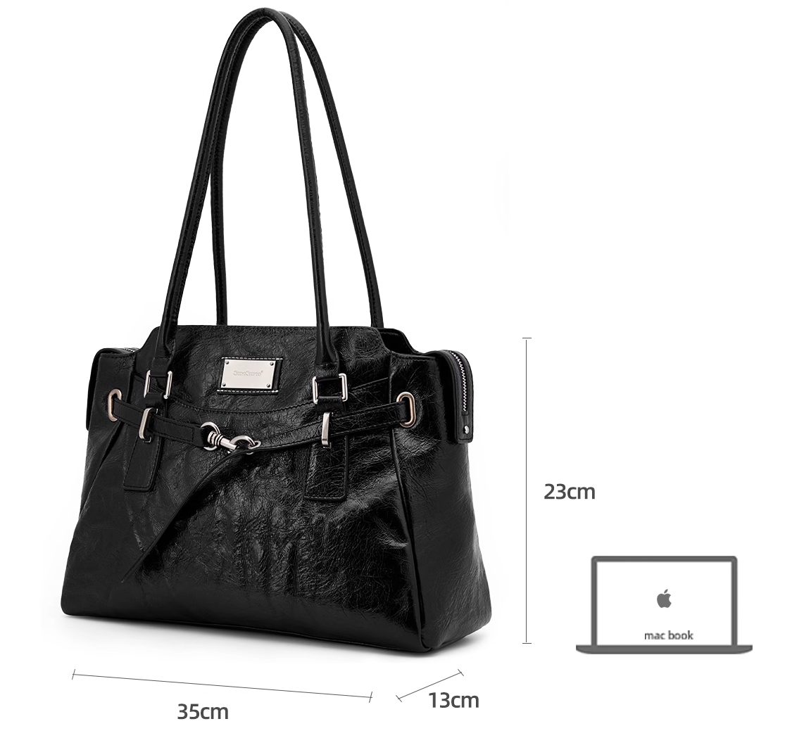 Retro Style Single Shoulder Commuter Black Bag