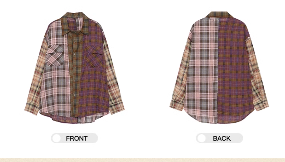 Meilad Irregular Splicing Loose Checkered Shirt