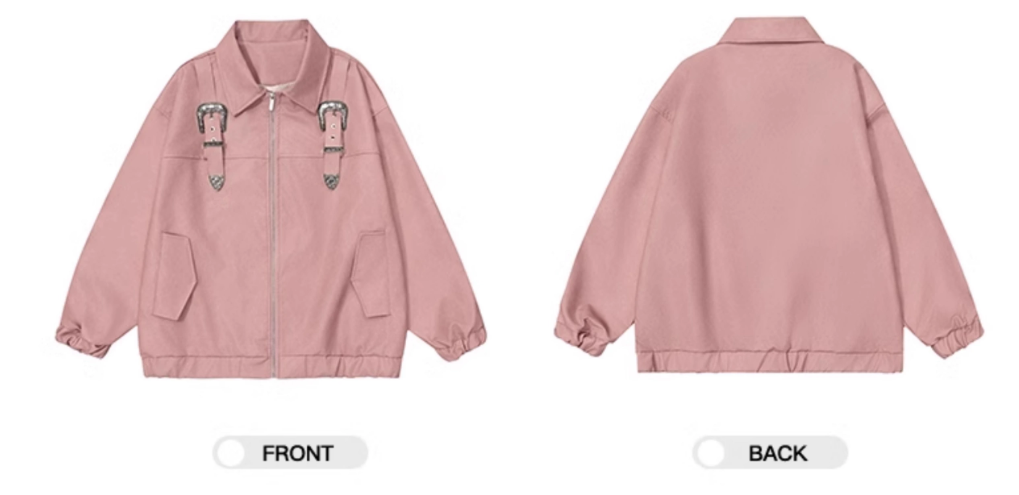 Pink retro design PU jacket