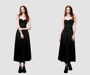 French romantic dark pleated backless high-end tube top suspender dress for women