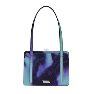 Square underarm bag - blue tie-dye print