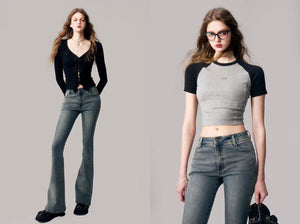 Leg essence reappears in flared jeans for women, slim and thin elastic bell-bottom pants