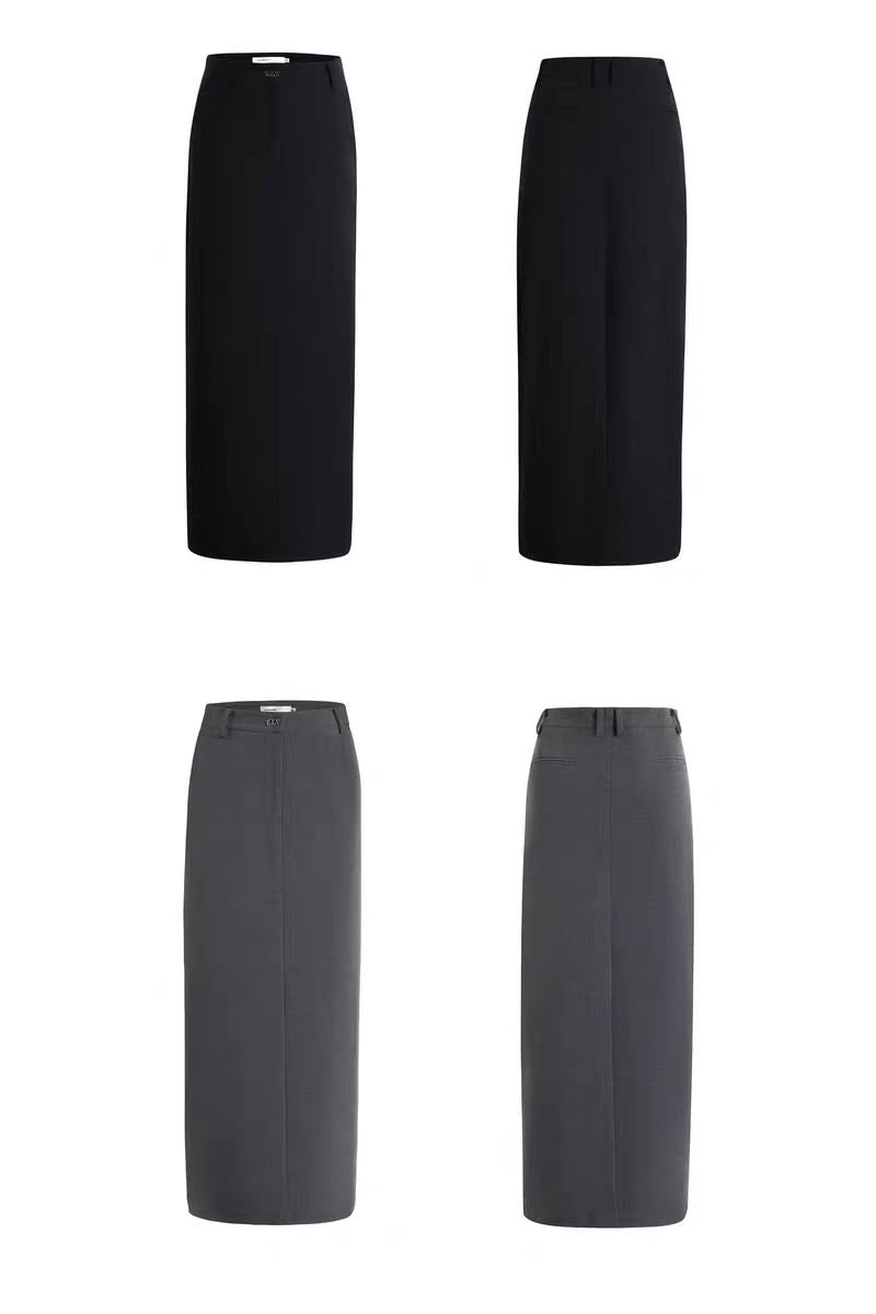 Long A-line straight suit skirt