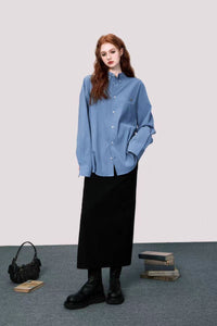 Long A-line straight suit skirt