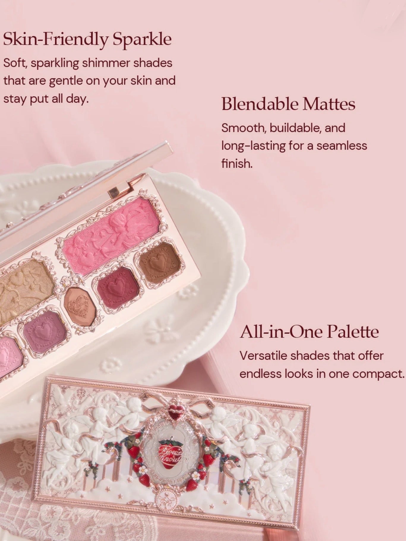 [Strawberry Cupid] Facial Comprehensive Palette (Blush + Eyeshadow + Highlight)
