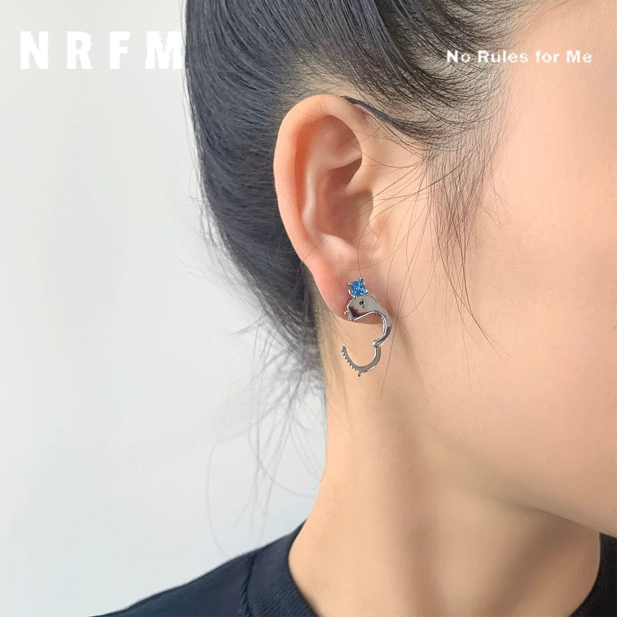 Blue Diamond Handcuff Earrings
