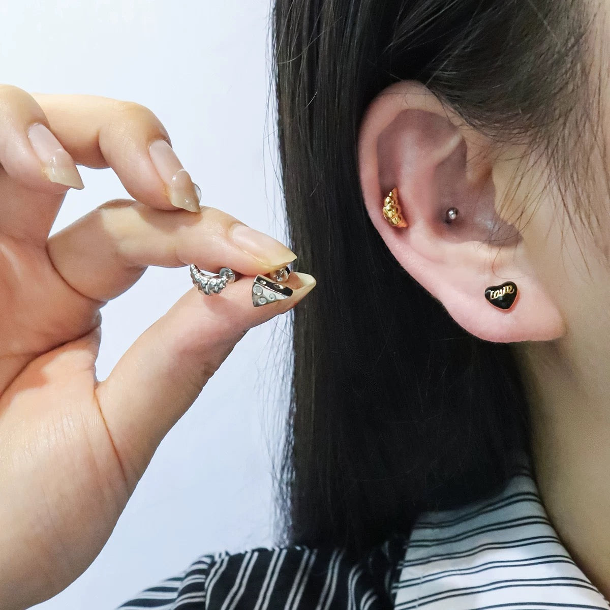 Croissant Titanium Steel Earrings