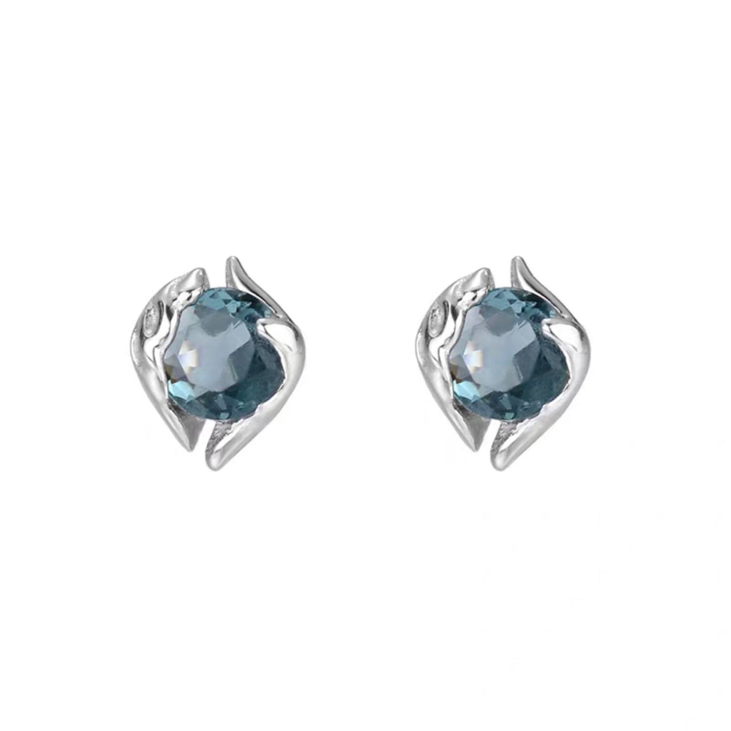 Simple Diamond Silver Earrings