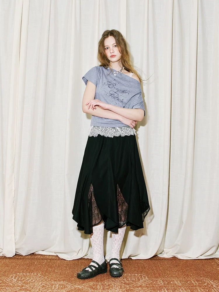 Simple Lace Splicing Fishtail Skirt