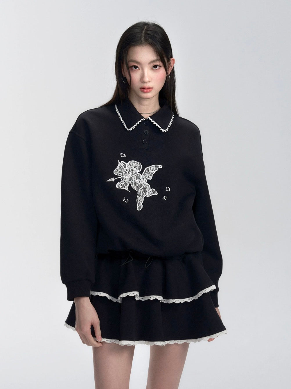 Black Lace-Stitching Dress