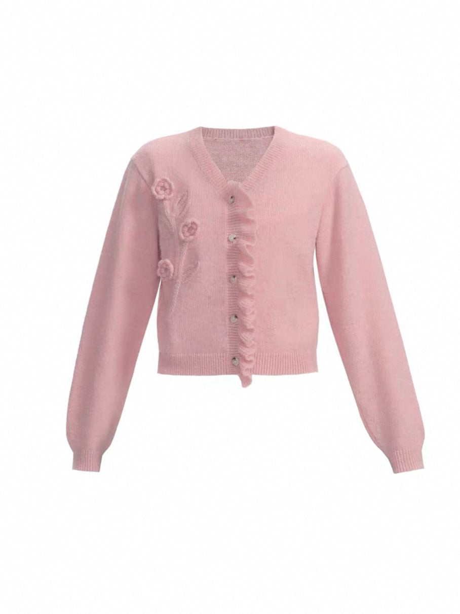 College-Style Knitted Sweater Cardigan