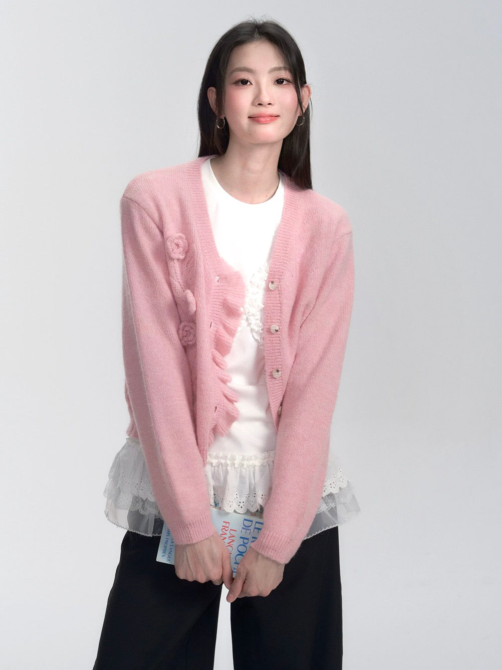 College-Style Knitted Sweater Cardigan