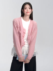 College-Style Knitted Sweater Cardigan