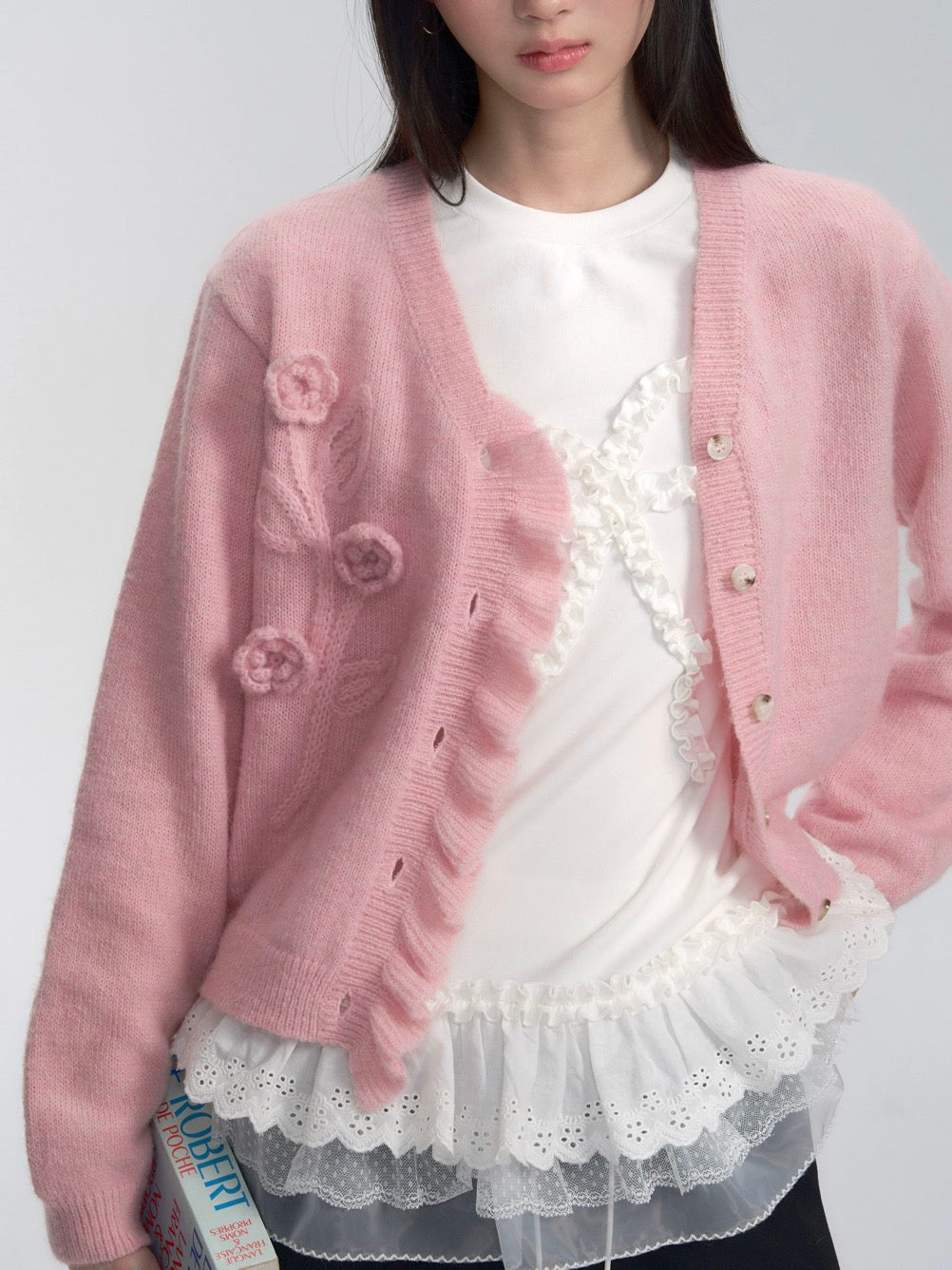 College-Style Knitted Sweater Cardigan
