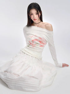 Lace Knitted One-Shoulder Bottoming Top