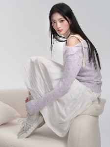 Slant-Shoulder Sweater