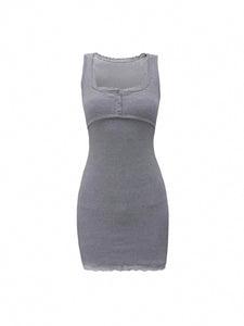 Simple Slim-Fitting Knitted Dress