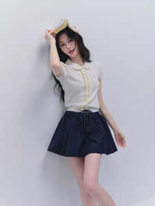 Knitted Bubble-Sleeve T-shirt