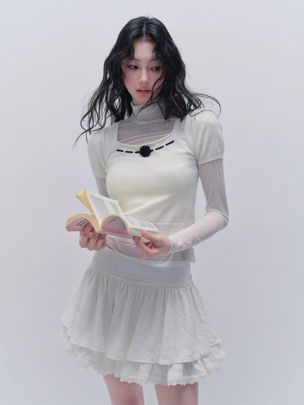 3D-Flower Knitted Top