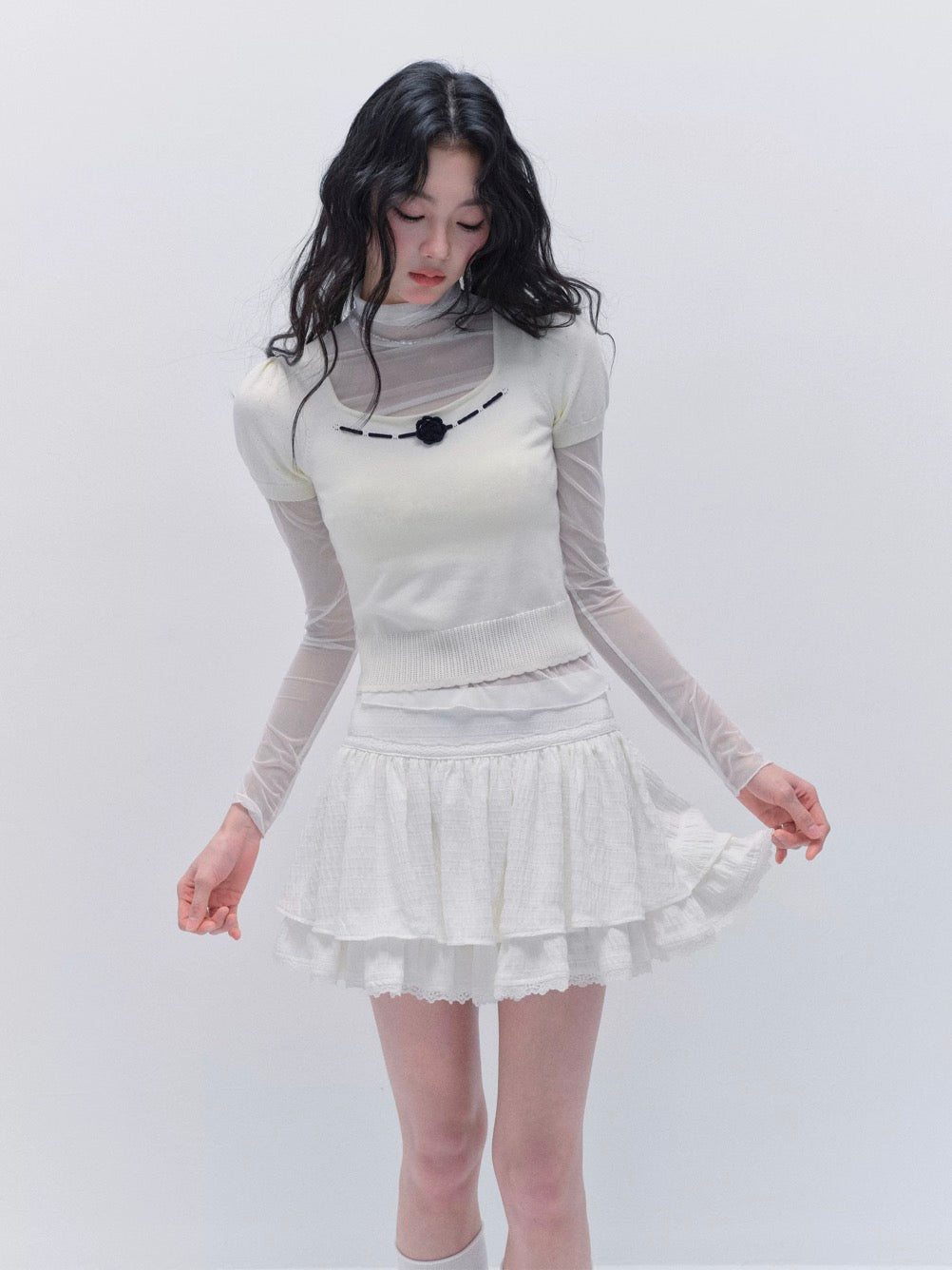 3D-Flower Knitted Top