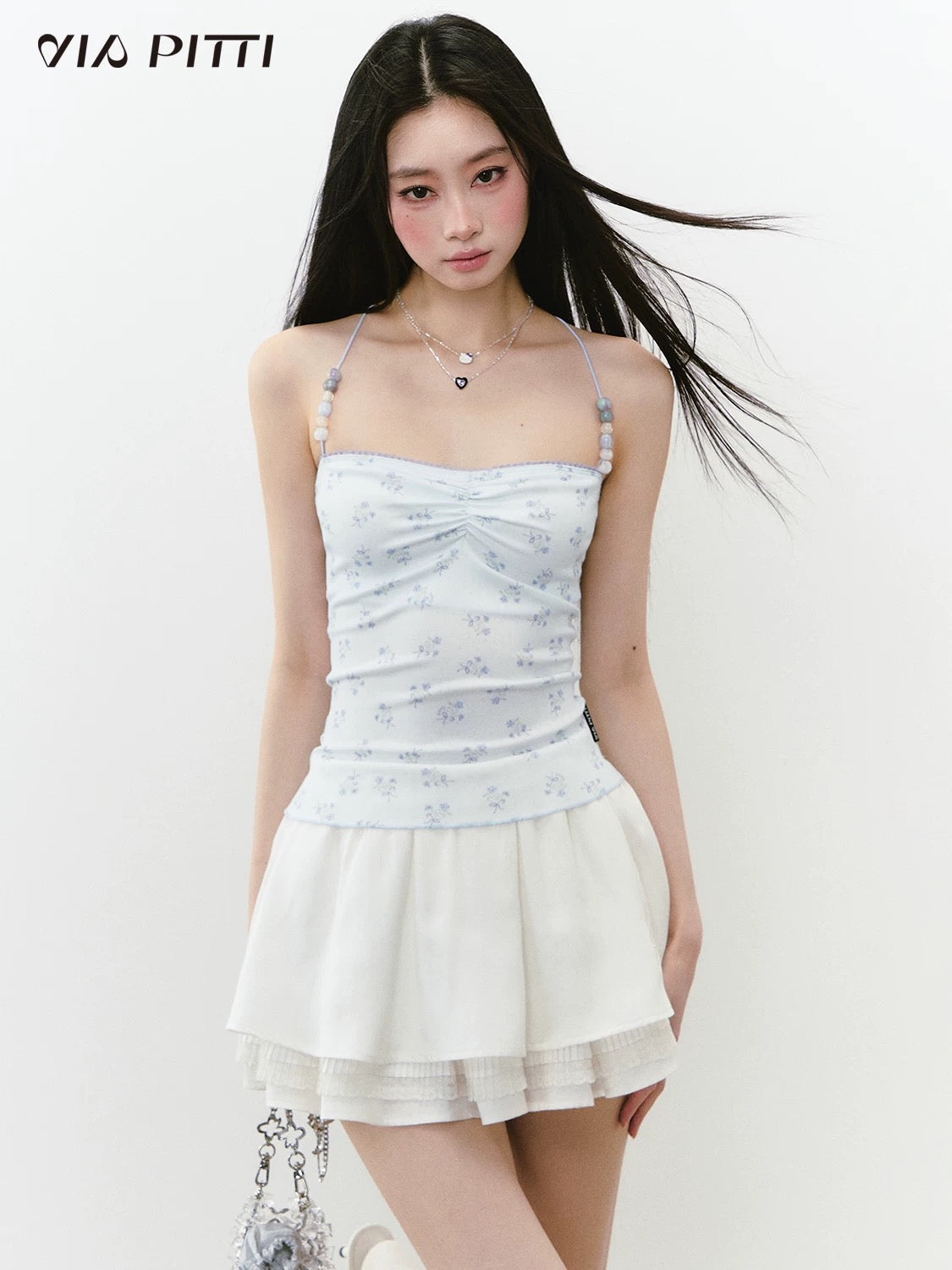 Exquisite Flower-Printed Suspender Top