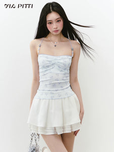 Exquisite Flower-Printed Suspender Top
