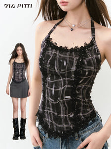 Y2k Exquisite Lace Suspender Top