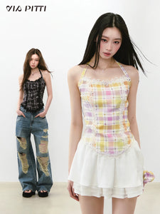 Y2k Exquisite Lace Suspender Top