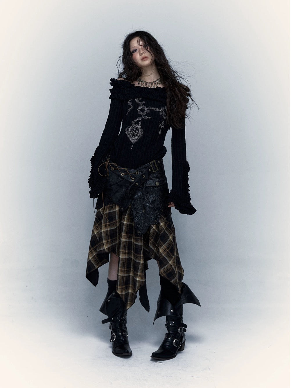 Dark Punk Patchwork Skirt