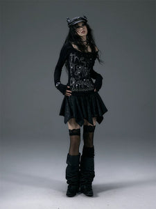 Vintage Rock Strap-On Irregular Leather Skirt