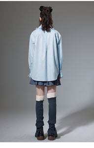 Multi-layered ruffled doll collar long-sleeved shirt