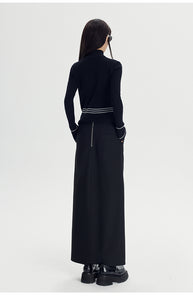 Pocket work skirt half-length straight long skirt