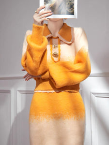 Delicate yellow/pink/orange/black strong color impact suit /spring outfit /daily wear