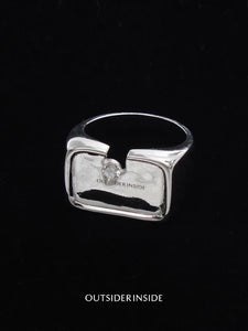 Notched Signet sterling silver ring