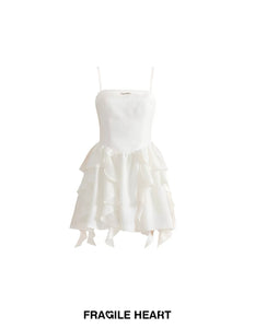 White cute Ladies puffy dress set