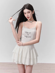 Playful Slim Fit Knitted Suspender Dress Sweet Date Dress