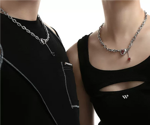 Couple hip-hop neutral style love heart metal necklace