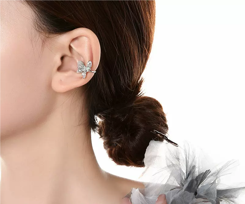 New Chinese style butterfly ear clip without ear holes(Single One)