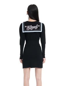 Sailor Academy Embroidered Knit Dress