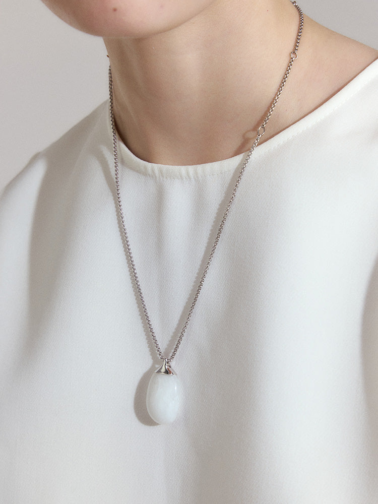 White Resin Pendant Necklace