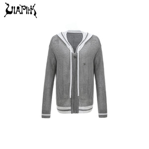 Cool Hollow Thin Knitted Hooded Jacket