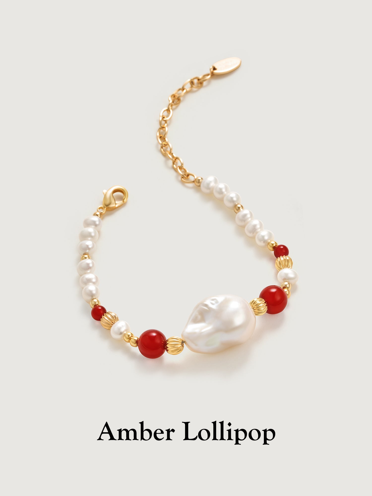 Red Agate Baroque Pearl Bracelet