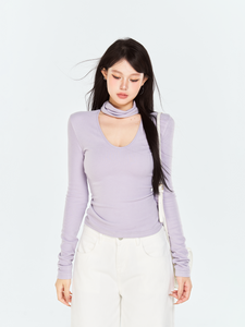 U-neck warm skin-friendly versatile winter base layer top