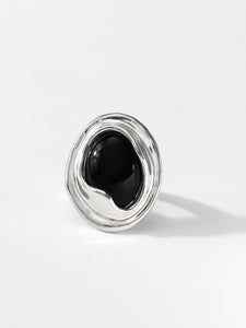 Black agate vintage ring