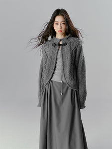 Cable Knit Wool Cardigan Jacket